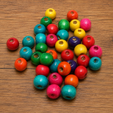 100Gm, Wooden Round Beads Multicolor