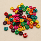 100 Gm 8x3mm Wooden Donut Multicolor Beads