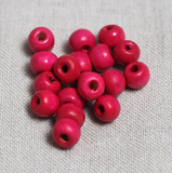 100 Pcs, 7x9mm Colored Wooden Beads Round