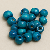 100 Pcs, 7x9mm Colored Wooden Beads Round