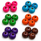 100 Pcs, 7x9mm Colored Wooden Beads Round