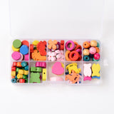 1Box Mixed Shapes Wood Beads for Children DIY Mixed Color