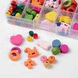 1Box Mixed Shapes Wood Beads for Children DIY Mixed Color