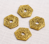 10 Pcs Wire Mesh Beads Golden 26x26mm