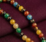 1 String 8mm Gemstone Multicolor Om Mantra Printed Round Beads for Jewellery Making