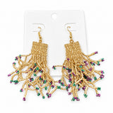 Golden Seed Bead Statement Earrings