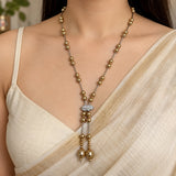 Elegant Gold Bead Lariat Necklace