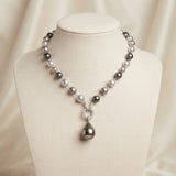 Elegant Gray & White Pearl Pendant Necklace