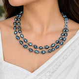 Lustrous Grey Pearl Double-Strand Necklace