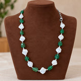 Emerald Green & White Pearl Necklace