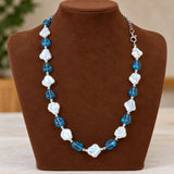 Aqua Blue & White Pearl Necklace