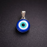 10 Pcs Glass Evil Eye Round Charms Blue 19x15mm