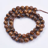 1 String Natural Tiger Eye Round Bead Strands Faceted 8mm