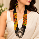 Handmade Multicolor Tribal Geometric Beaded Layered Necklace Set