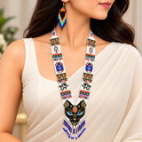 Handmade Egyptian Cat Motif Beaded Statement Necklace