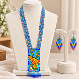 Handmade Multicolor Parrot Design Tribal Beaded Necklace Set