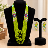 Handmade Lime Green Multilayer Tribal Beaded Necklace Set