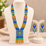 Handmade Multicolor Geometric Tribal Beaded Necklace Set
