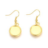 12mm Brass Earring Hook Findings with Alloy Double-sided Golden