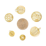 30Pcs 3 Style Round Iron Wire Pendants, Spiral Bead Cage Pendants