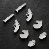 8 Pcs 4 Style 304 Stainless Steel Beads Girl & Unicorn & Dagger & Pistol