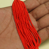 5 Bunch of Preciosa Seed Bead Strings Opaque Red