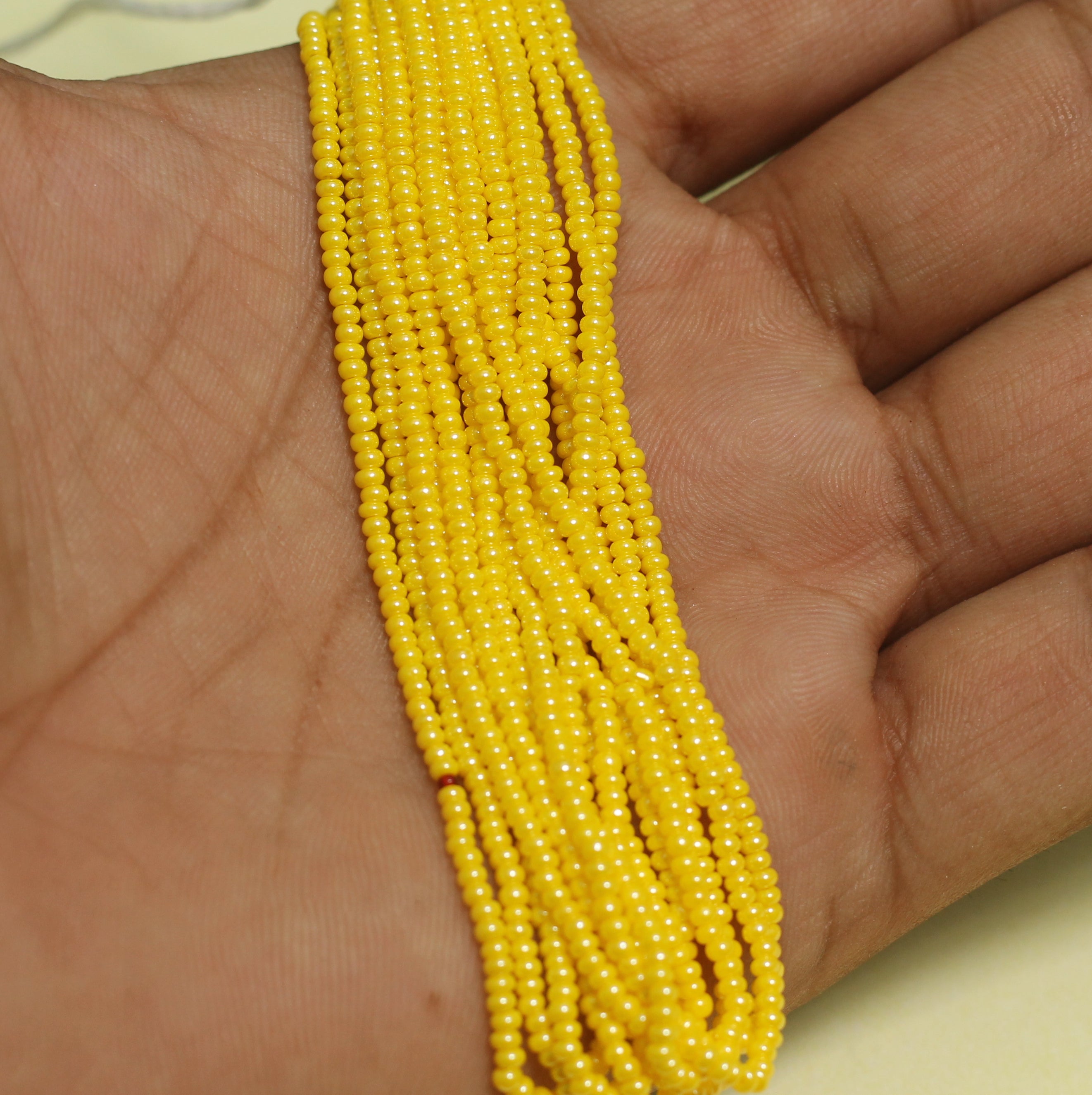 5 Bunch of Preciosa Seed Bead Strings Luster Opaque Yellow