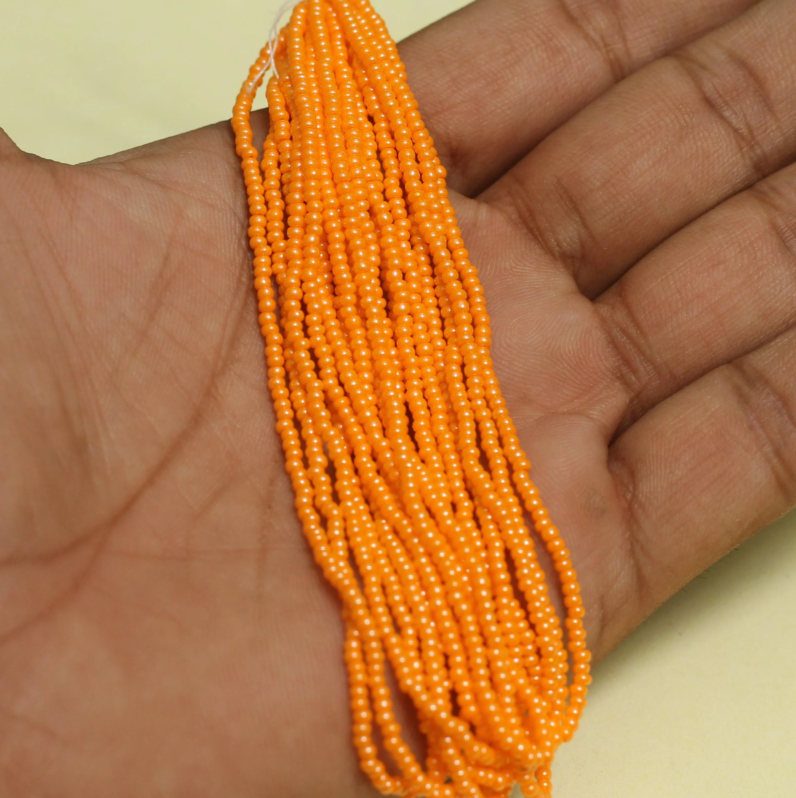 5 Bunch of Preciosa Seed Bead Strings Luster Opaque Orange