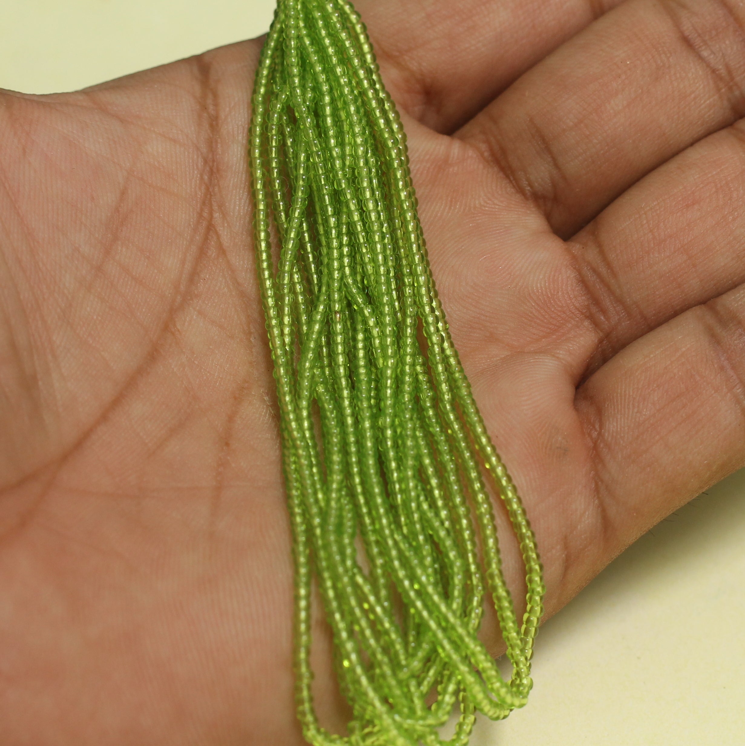 5 Bunch of Preciosa Seed Bead Strings Trans Green