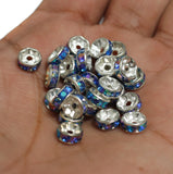 100 Pcs 8mm Rhinestone Spacer Beads Blue