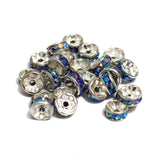 100 Pcs 8mm Rhinestone Spacer Beads Blue