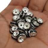 100 Pcs 8mm Rhinestone Spacer Beads Black
