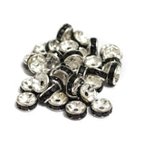 100 Pcs 8mm Rhinestone Spacer Beads Black