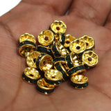 100 Pcs 8mm Rhinestone Spacer Beads Green