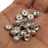 100 Pcs 8mm Rhinestone Spacer Beads Pink