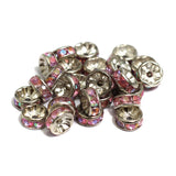 100 Pcs 8mm Rhinestone Spacer Beads Pink