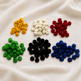 150 Pcs. Cotton Thread Round Beads 6 Color Combo 12x8 mm
