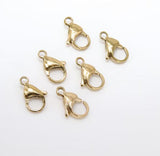 25 Pcs, 14mm Brass Lobster Claw Clasp Golden