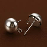 40 Pcs, 8mm, Half Ball With Closed Loop Earring Posts