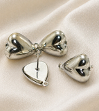 4 Pcs Post Stud Earring Findings Heart Shaped With Closed Loop 16x11mm
