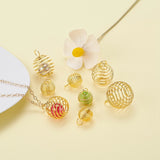30Pcs 3 Style Round Iron Wire Pendants, Spiral Bead Cage Pendants