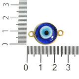 16 mm Round Evil Eye  Connectors Blue