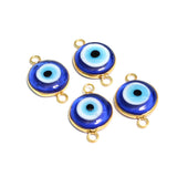 16 mm Round Evil Eye  Connectors Blue