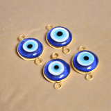 16 mm Round Evil Eye  Connectors Blue