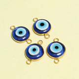 16 mm Round Evil Eye  Connectors Blue