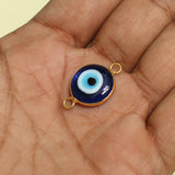 16 mm Round Evil Eye  Connectors Blue