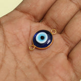 16 mm Round Evil Eye Connectors Blue