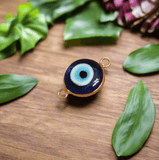 16 mm Round Evil Eye  Connectors Blue