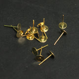 6mm Golden Earring Posts Flat Pad Blank Tray Stud