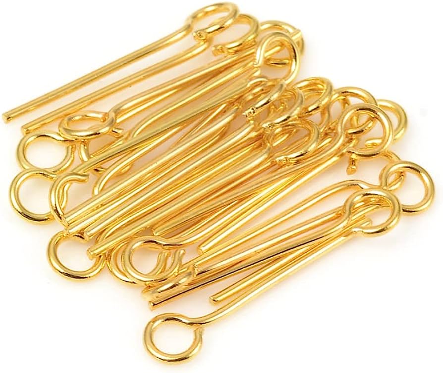 100 Pcs, 15mm Metal Golden Eye Pins Golden